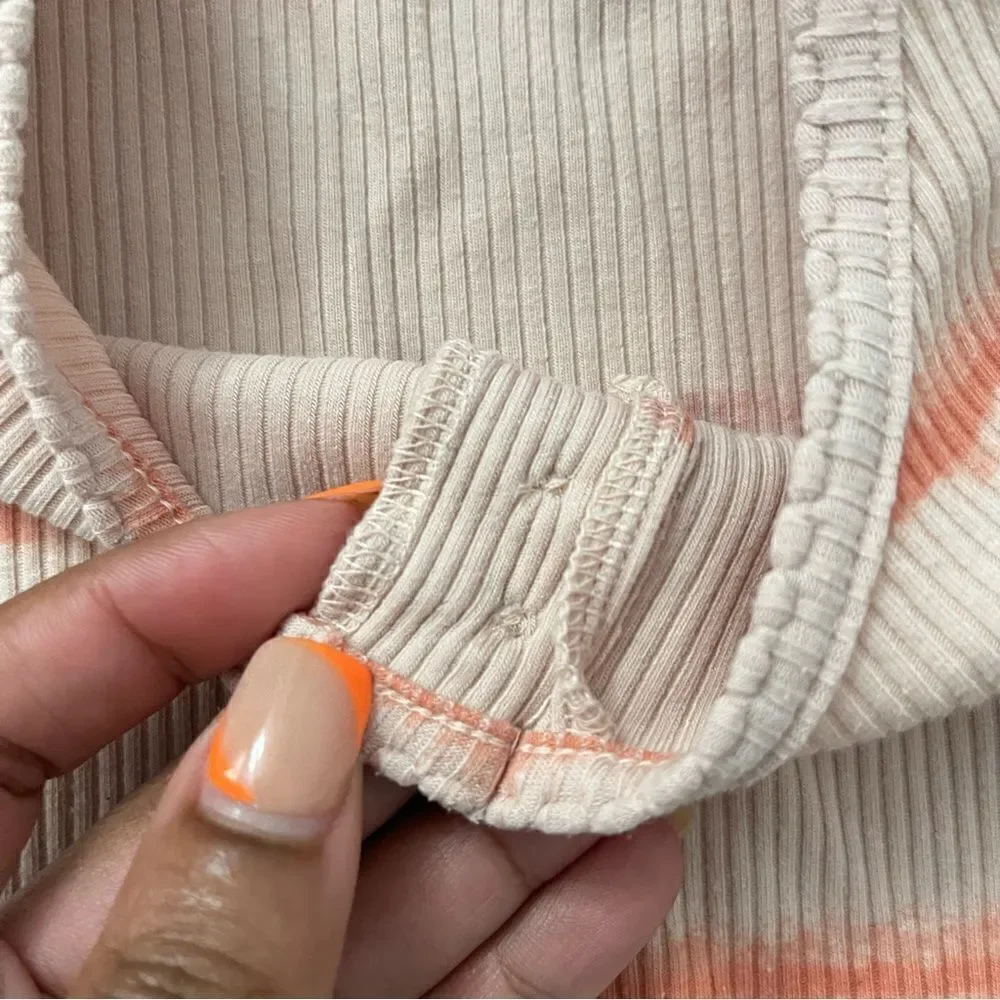 Old Navy Girl’s Orange Tie-Dye Striped Pullover Ribbed Short Sleeve Top Size 8